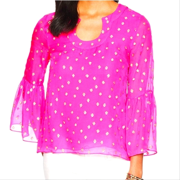 Lilly Pulitzer Tops - Lilly Pulitzer Pinta Pink Starry Clip Chiffon Top